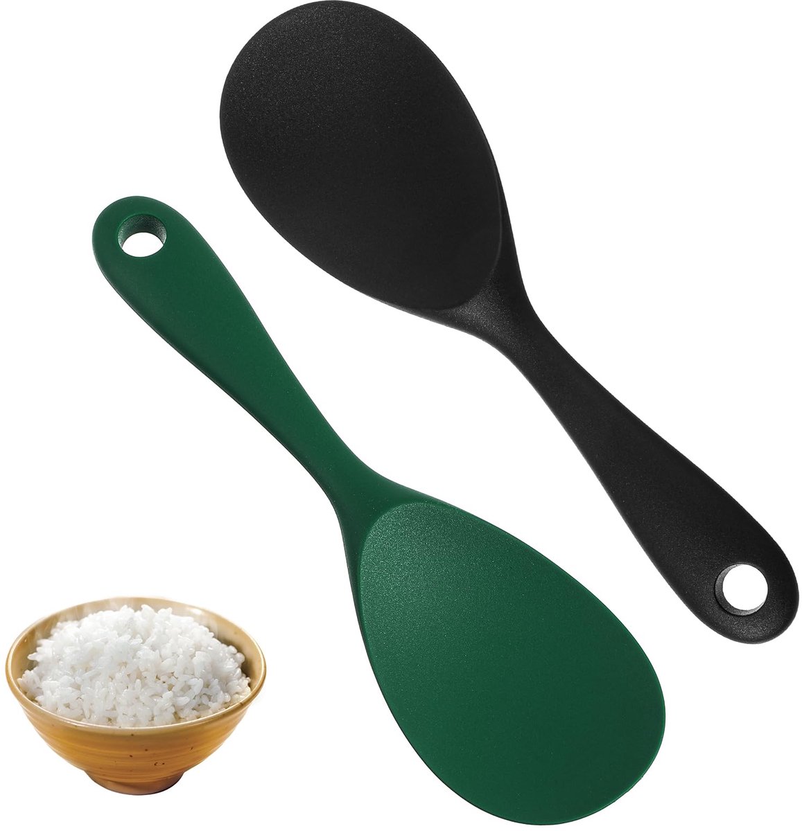 Ibenzoa® Set van twee hittebestendige siliconen serveerlepels voor rijst en puree