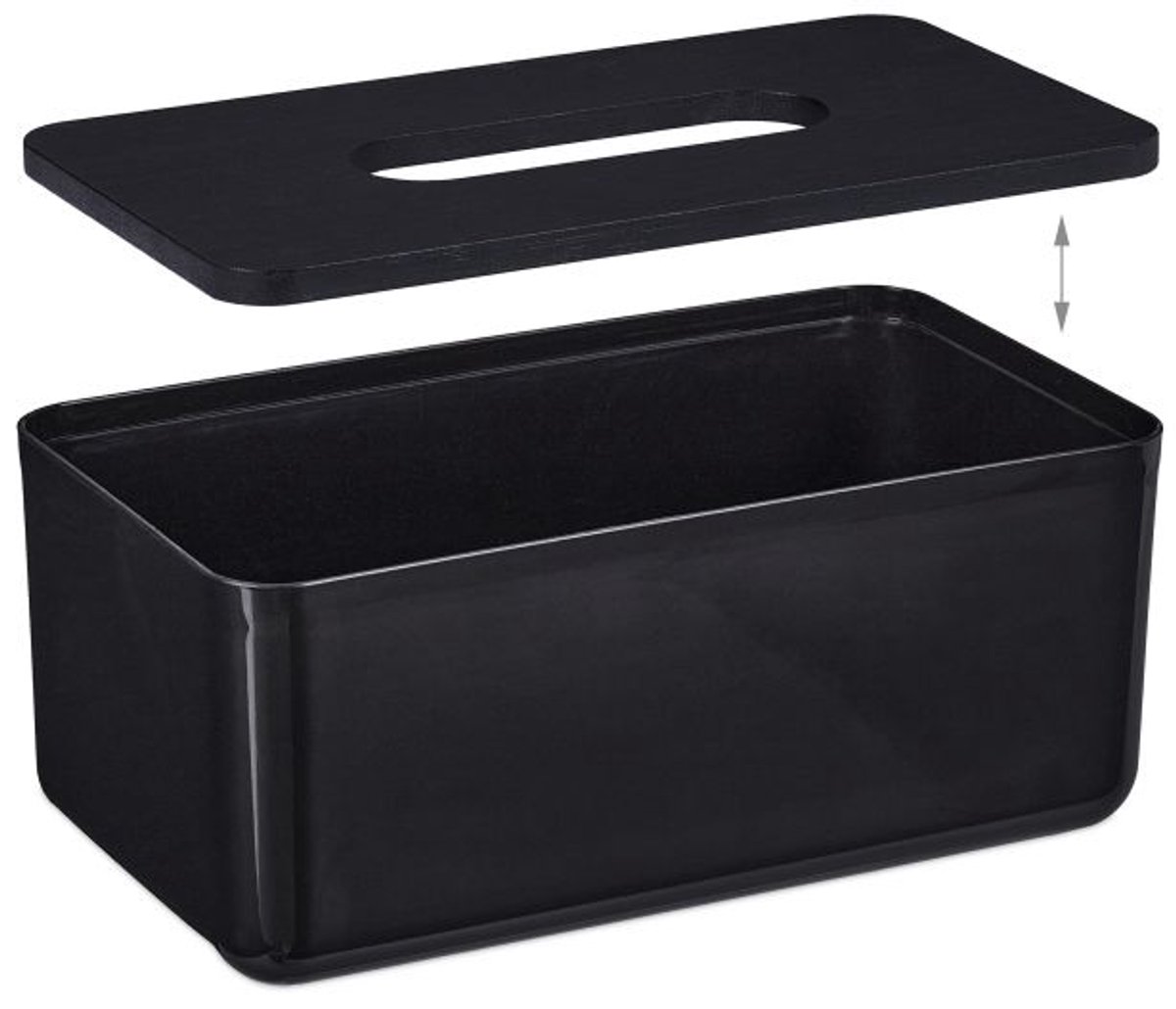Doodadeals® Tissue Box Zwart – Tissue Box Houder met Bamboe Deksel – Moderne Tissue Doos – 10 x 23 x 13 cm