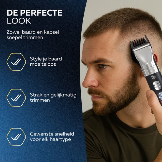 Professionele Draadloze Tondeuse - Beeperfect®- Tondeuse Mannen Hoofdhaar - Haartrimmer - Kapper Haar Machine - Haartondeuse - Trimmer Baard - Trimapparaat - Barber Hair Clipper - Kapper Trimmer