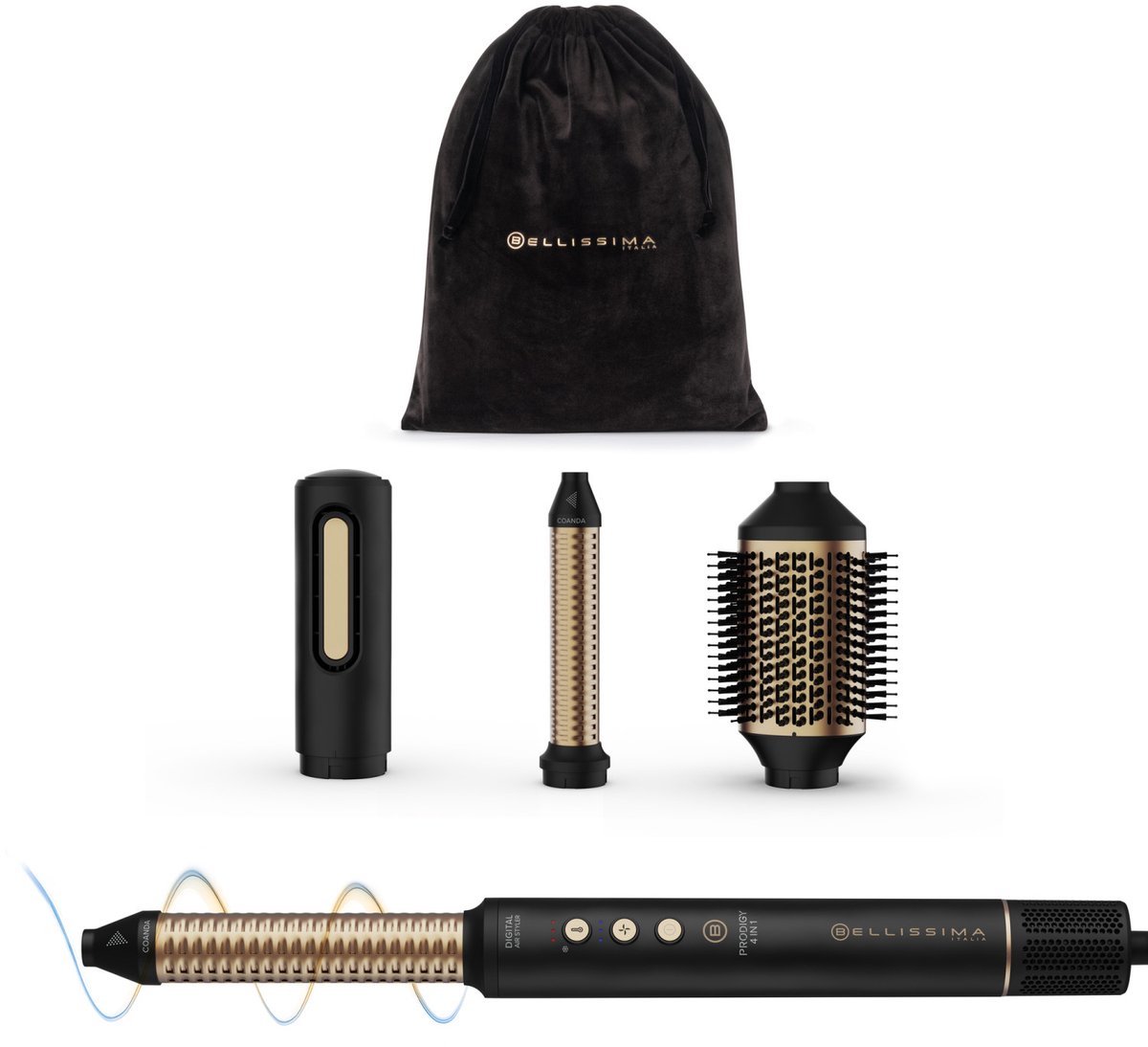 Bellissima Prodigy 4 in 1 Multistyler Warm Zwart, Goud 1200 W 2,5 m