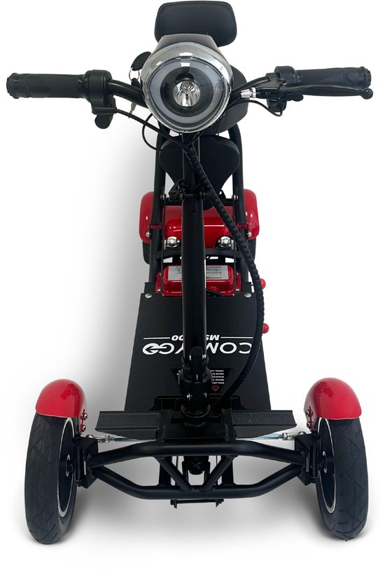 COMFYGO MS3000 Elektrische scootmobiel, 4 wielen, maximale snelheid 18 km/u, 10,4 Ah Lithium-ion accu, Actieradius tot 25 km, Rood, Standaard stoel + Kinderzitje