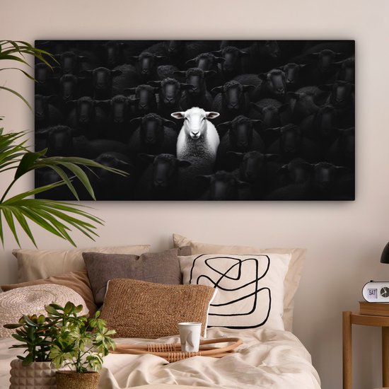 Tableau sur toile 160x80 cm - Décoration murale exclusive Mouton - Wit - Ténèbres - Décoration murale salon - Décoration chambre - Accessoires chambre - Peintures sur toile