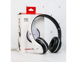 Bluetooth Headset/ Wireless Headphone P47 5.0 + EDR TF card/FM Stereo Radio MP3 player kleur. In Iphone Wit. ALS BESTE GETEST IN ZIJN PRIJSKLASSE.