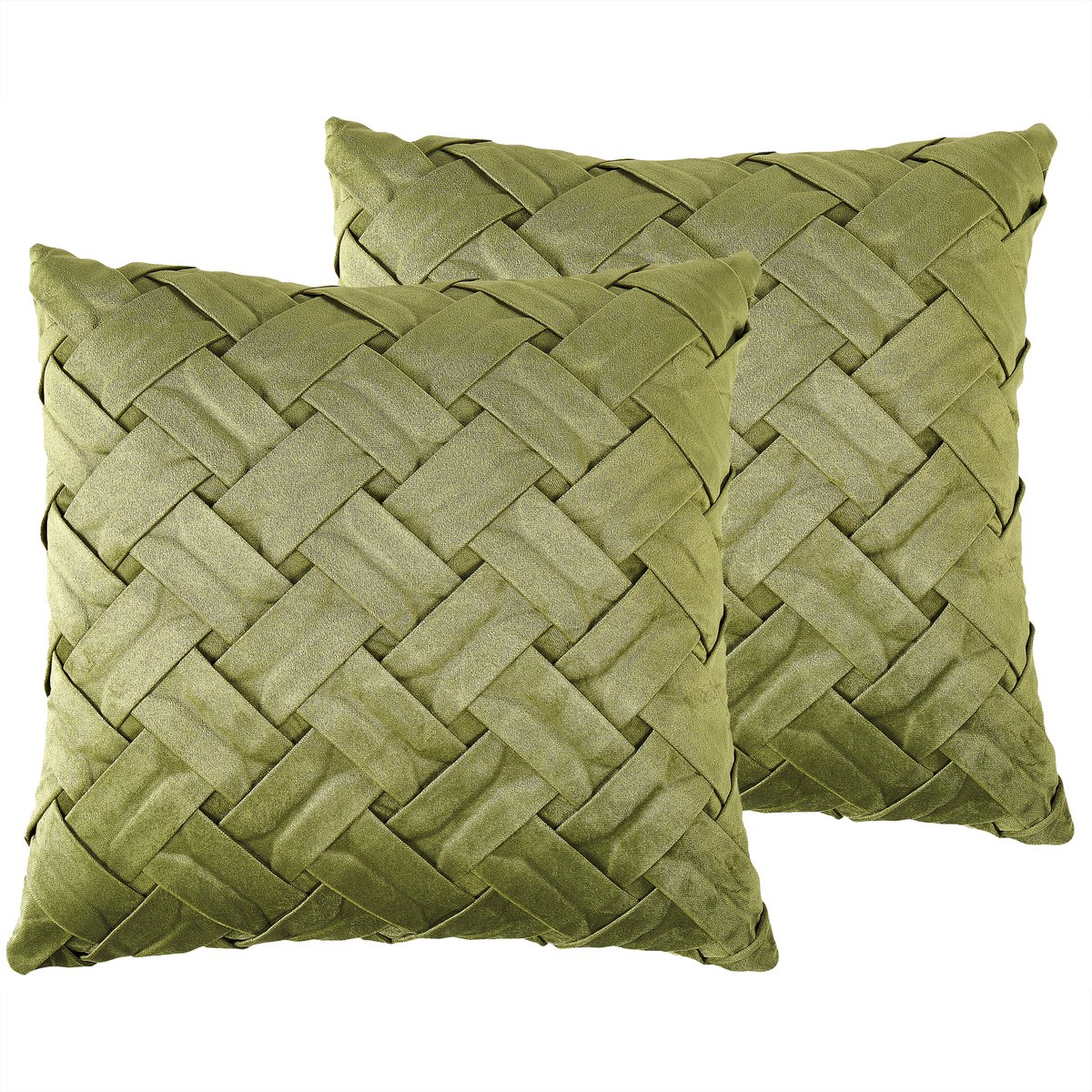 NARCISSUS - Sierkussen set van 2 - Olijfgroen - 43 x 43 cm - Fluweel