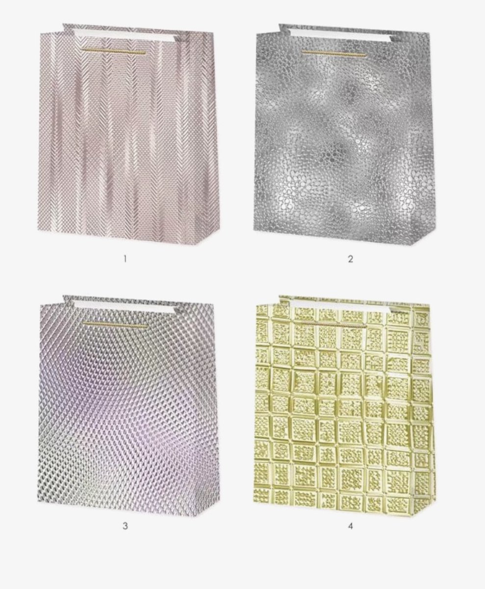 4 x Luxe papieren cadeautassen - 23*18*8cm – Stevig & Herbruikbaar – Verschillende Kleuren en Prints – Cadeau & Geschenktas