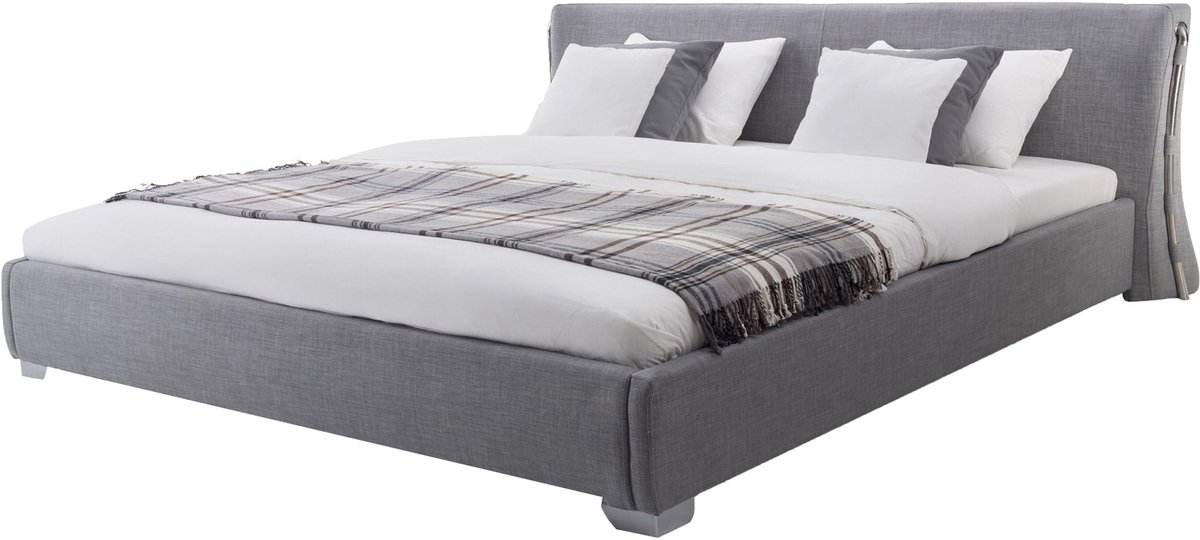 PARIS - Tweepersoonsbed - Grijs - 140 x 200 cm - Polyester