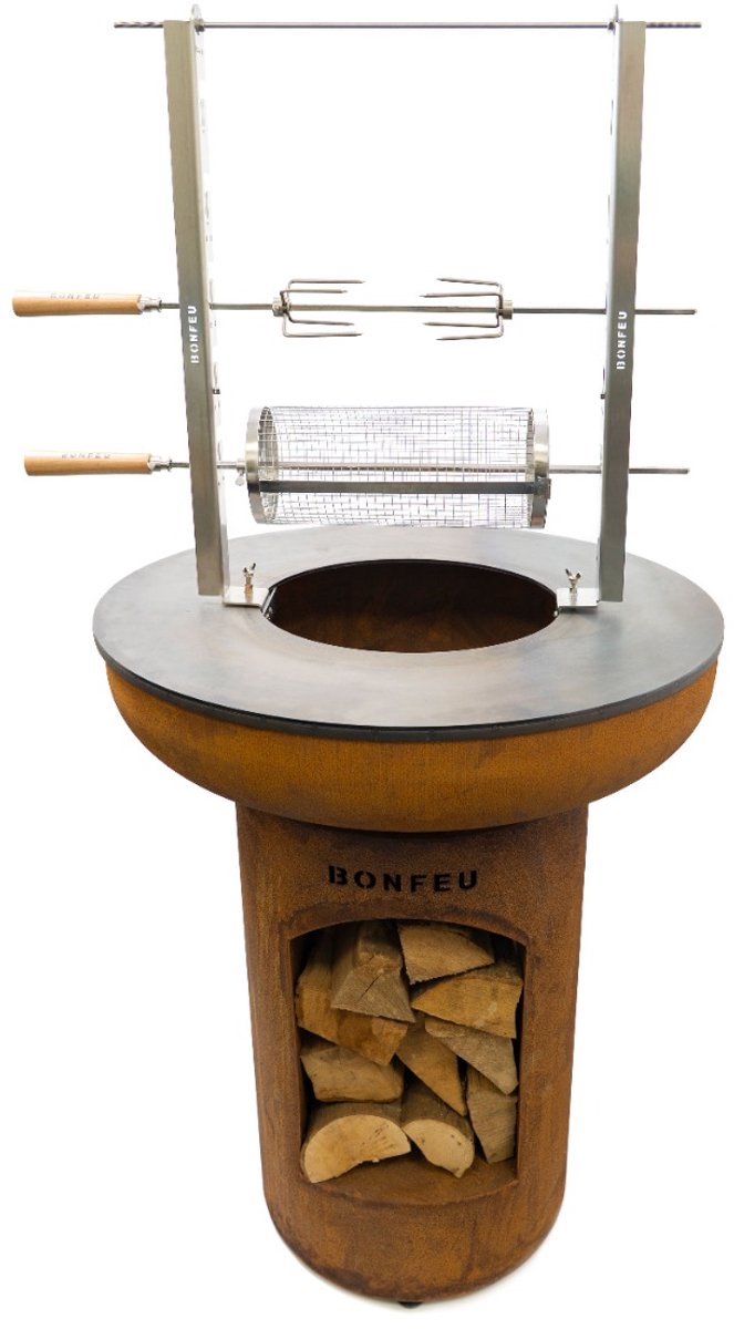 BonFeu Rotisserie Grill Basket – Hittebestendige Grillmand voor Barbecue & Vuurschaal, ideaal voor groenten, vlees en vis - 14,5x14,5x38 cm