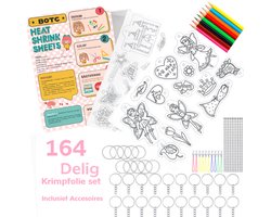 BOTC Krimpfolie set - 164-Delig Krimpie Dinkie Pakket - Krimpfolie Knutselpakketten - Krimpfolie vellen - Knutselen Krimpie Dimpie – Sieraden en sleutelhangers maken