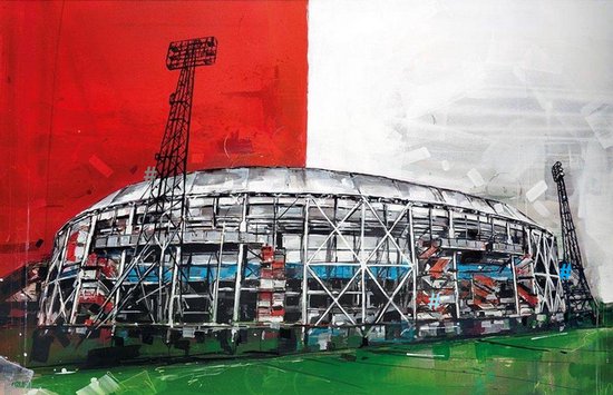 Feyenoord de Kuip Rotterdam Metalen Wandbord, Maat: 30x20 cm - Voetbal - Wandbord mancave - Kroeg decoratie - Tekstbord - Tekstborden - Metalen wandbord - Metalen wanddecoratie