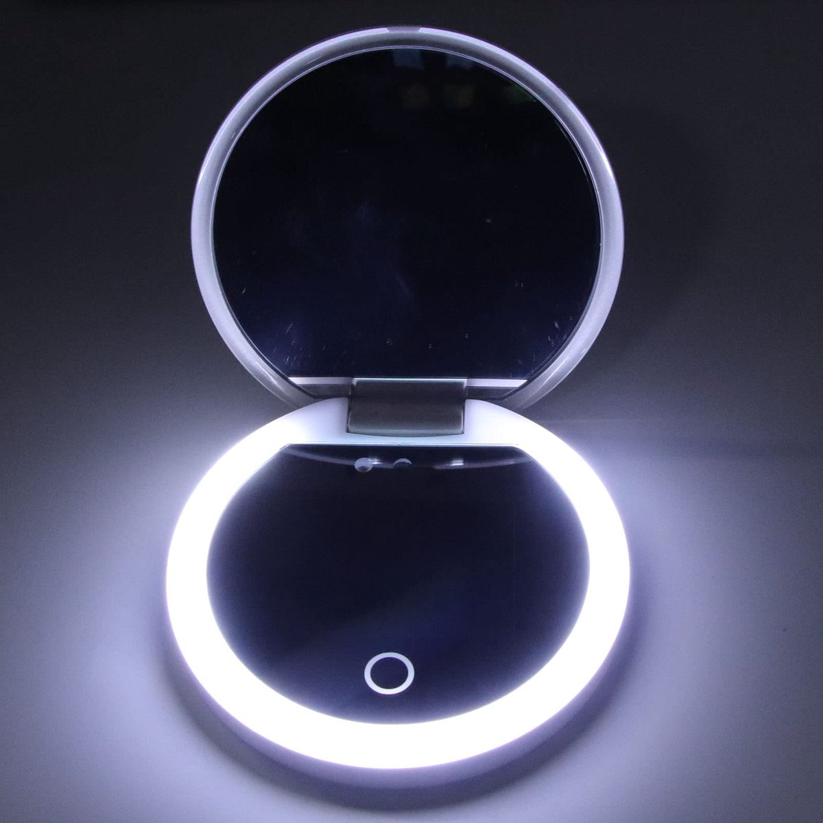 Compacte Reisspiegel met UV-camera voor Zonnebrandtest, Zonnebrandtestspiegel, 2x Vergroting Draagbare Verlichte Spiegel voor Handtaszak, Geschenken