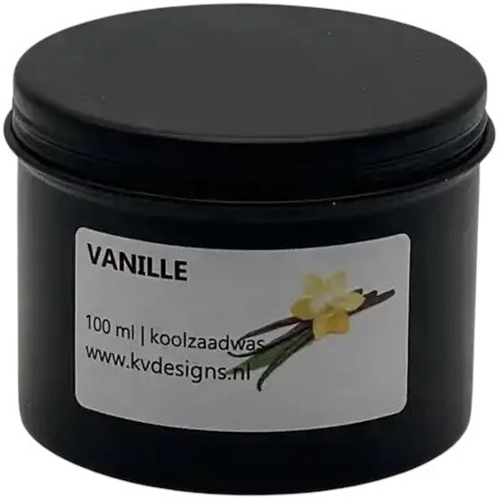 Geurkaars 100ml – Vanille – Handgemaakt van Koolzaadwas – 40 branduren – KV DESIGNS