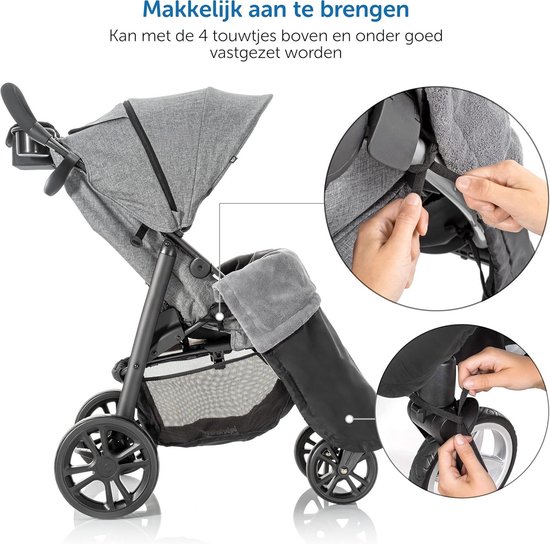 PromoHome Universele Kinderwagendeken - Waterafstotende Fleece Voetenzak Alternatief voor Wandelwagen, Buggy en Kinderwagen - 4 Seizoenen Warmtedeken met Draagtas - Zwart van Merkloos — afbeelding 4