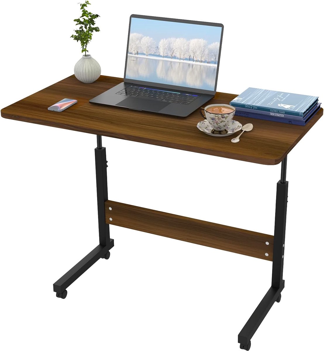Verstelbare laptoptafel met wielen - Ideaal voor kantoor en slaapkamer