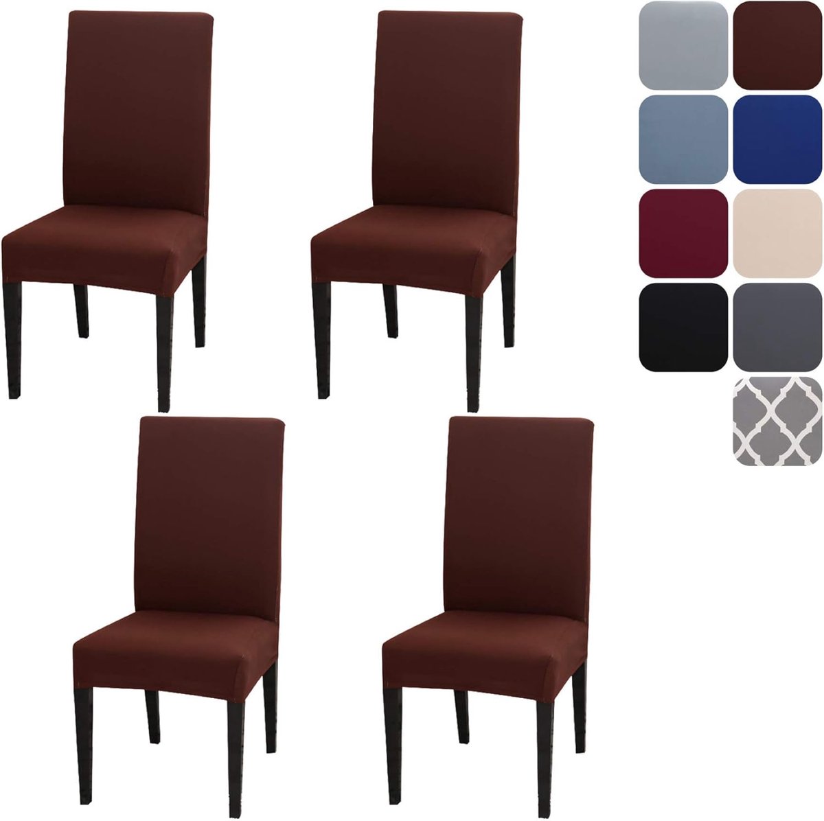 Set van 4 Eetstoelhoezen - Afneembare en Wasbare Stoelbeschermer voor Eetkamer, Keuken en Feest