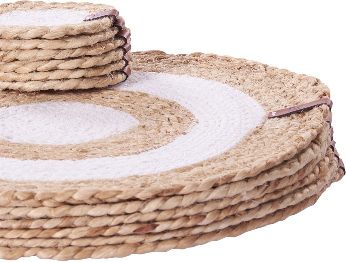 BELIANI TUMERIC - Set van 12 placemats en onderzetters - Natuurlijk - Jute