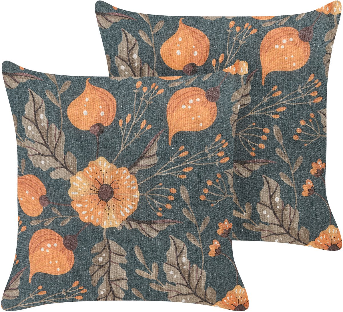 Beliani SOTOL - Sierkussen set van 2 - Donkergroen - 45 x 45 cm - Polyester Meerkleurig