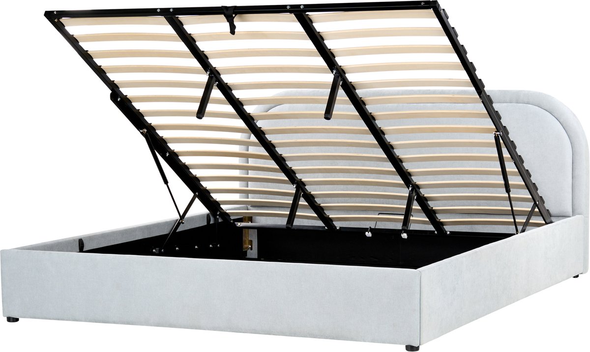 Beliani QUILLIEN - Bed opbergruimte - Lichtblauw - 180 x 200 cm - Polyester