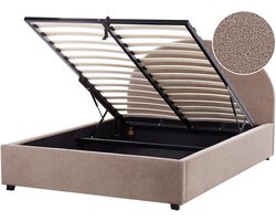 BELIANI VAUCLUSE - Bed met opbergruimte - Taupe - 140 x 200 cm - Bouclé