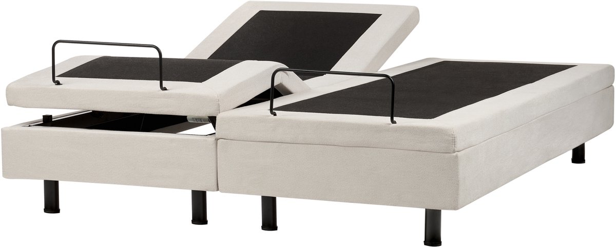 BELIANI CASTELLAN - Tweepersoonsbed - Lichtbeige - 160 x 200 cm - Polyester