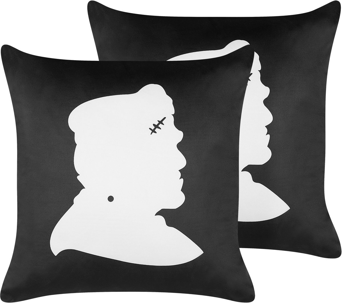 Beliani FRANKLINIA - Sierkussen set van 2 - Zwart - 45 x 45 cm - Fluweel