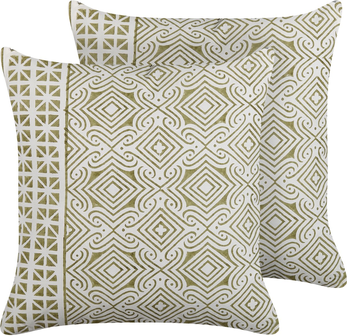 Beliani LARICS - Sierkussen set van 2 - Lichtgroen - 45 x 45 cm - Katoen
