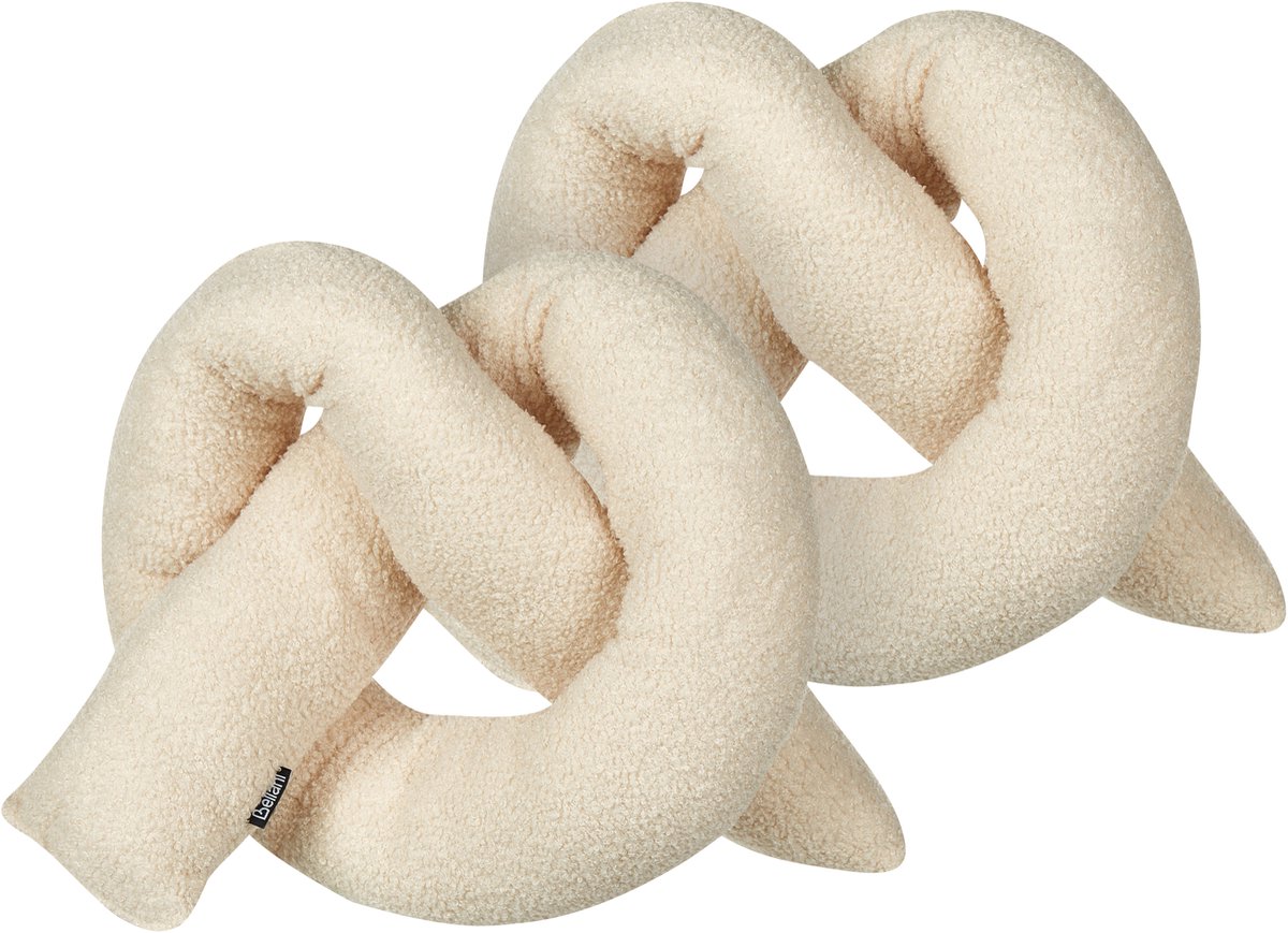Beliani GLADIOLUS - Knoopkussen set van 2 - Beige - Teddystof