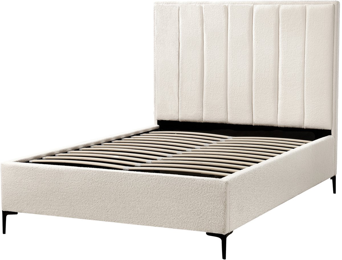 BELIANI SEZANNE - Bed met opbergruimte - Gebroken wit - 140 x 200 cm - Bouclé
