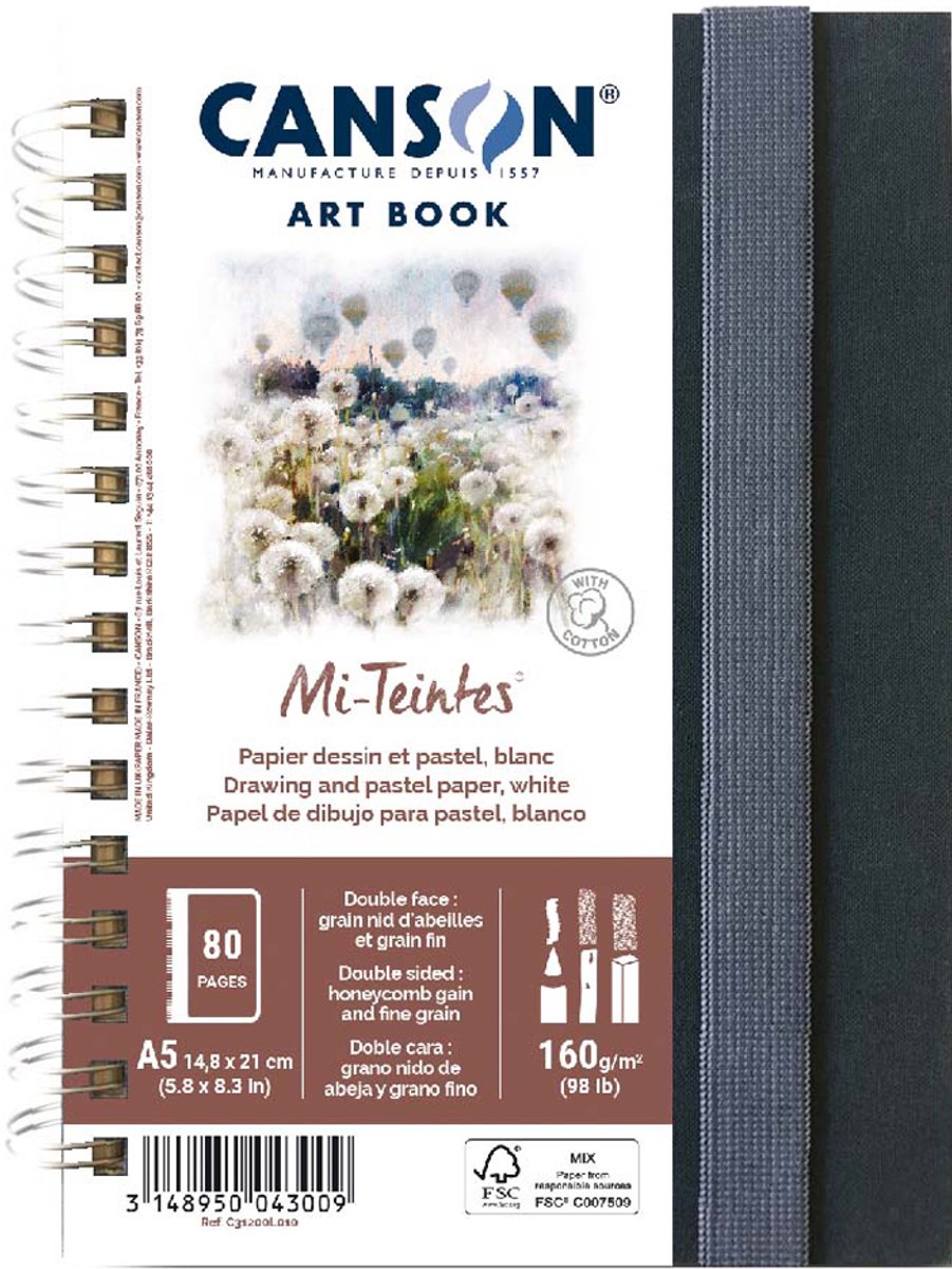CANSON schetsboek Mi-Teintes A5 wit hardcover