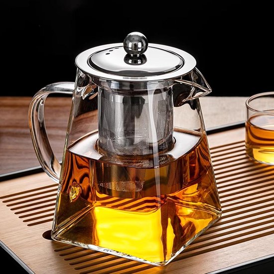 1,5L glazen theepot met zeef: theepot met zefinzet, glazen theepot, theepot glas, borosilicaatglas theeservice met bescherming tegen oververhitting voor zwarte, groene thee, fruitthee, geurthee