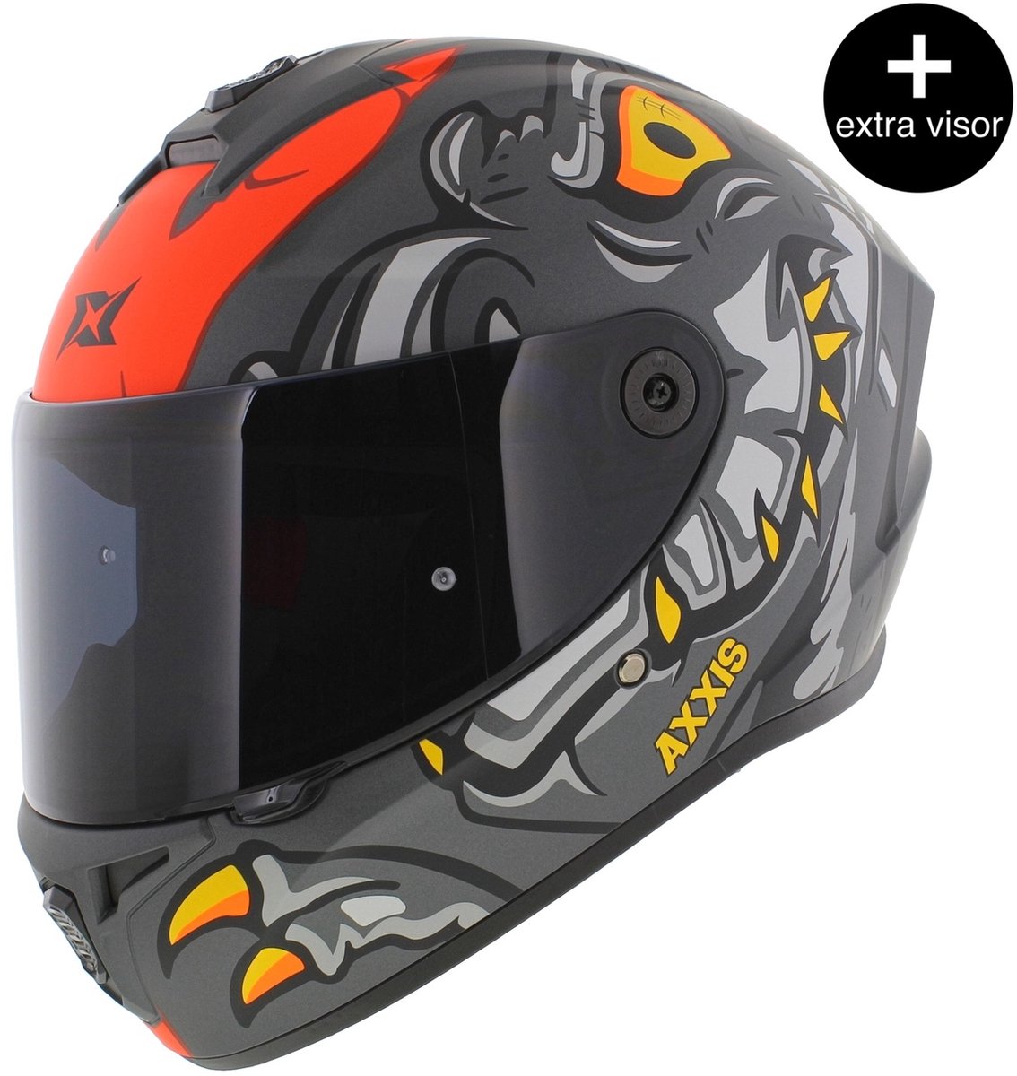 Axxis Draken S helm Dinotoon mat rood grijs