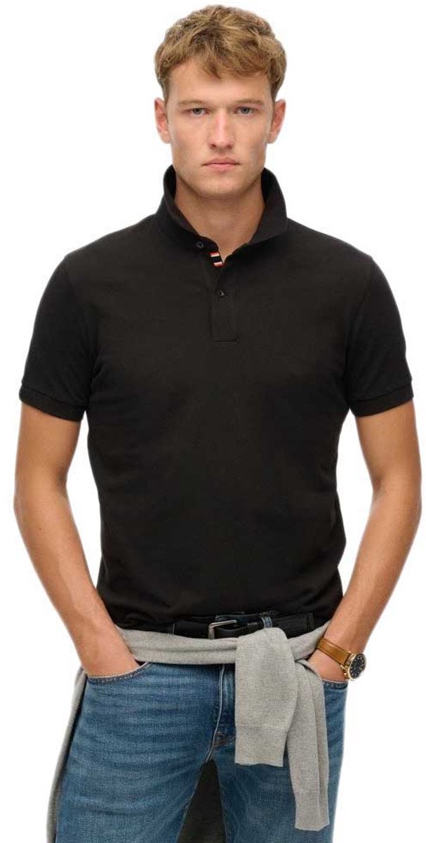 Superdry City Pique Korte Mouw Poloshirt S Man Zwart