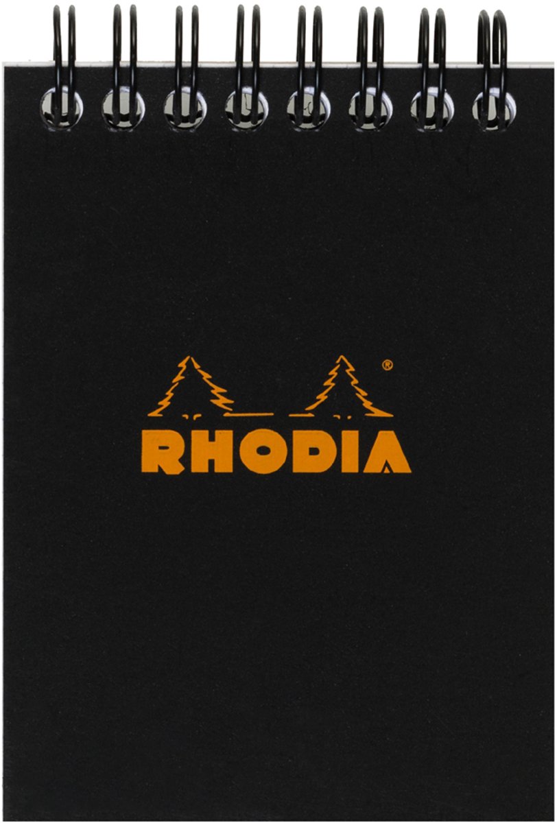 RHODIA spiraalnotitieblok A7, geruit, zwart, 80 vel