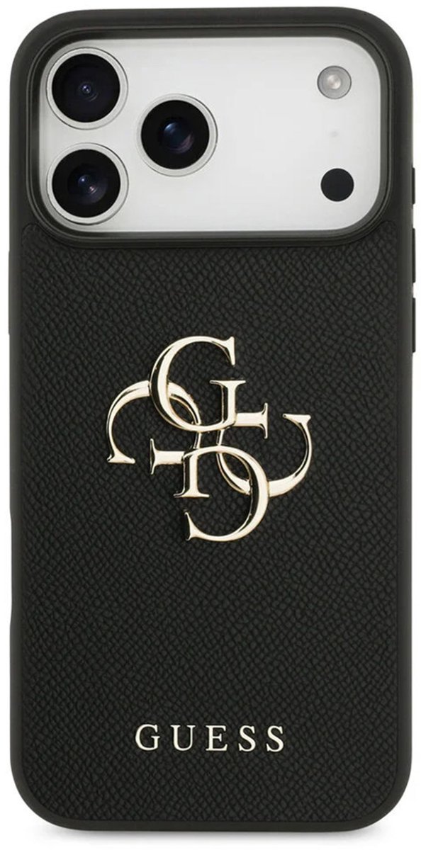 Guess Back Cover voor iPhone 17 Pro Max - Zwart - Schokabsorberend - Antislip Textuur