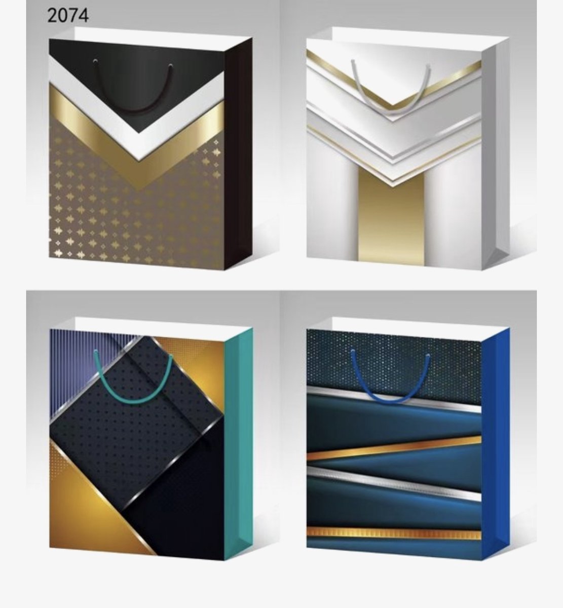 4 x Luxe papieren cadeautassen - 32*26*10cm – Stevig & Herbruikbaar – Verschillende Kleuren en Prints – Cadeau & Geschenktas