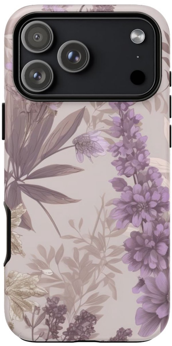 Lila Bloemenpatroon met Matte Afwerking – Telefoonhoesje Geschikt voor iPhone 17 Pro Max