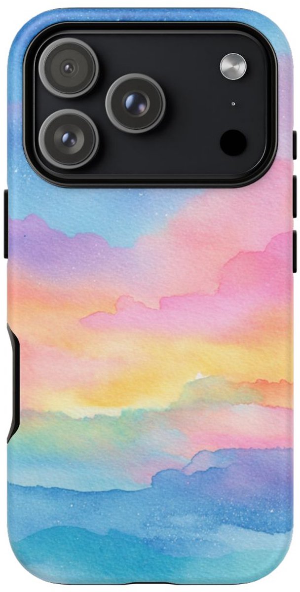 Kleurrijke Abstracte Waterverfhemel – Telefoonhoesje Geschikt voor iPhone 17 Pro
