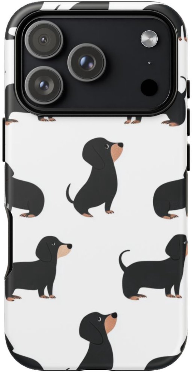 Minimalistisch Zwart Teckelpatroon – Telefoonhoesje Geschikt voor iPhone 17 Pro