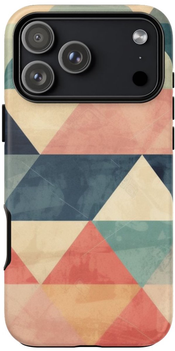 Gedempt Geometrisch Driehoekpatroon – Telefoonhoesje Geschikt voor iPhone 17 Pro Max
