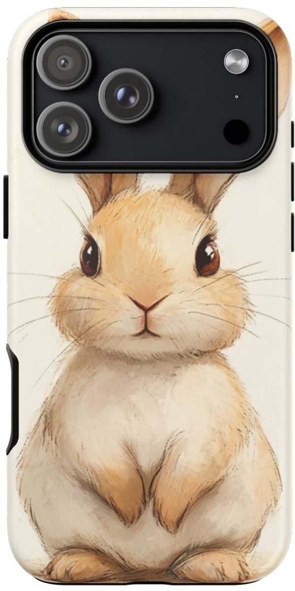 Schattige Bruine Konijn Illustratie – Telefoonhoesje Geschikt voor iPhone 17 Pro Max