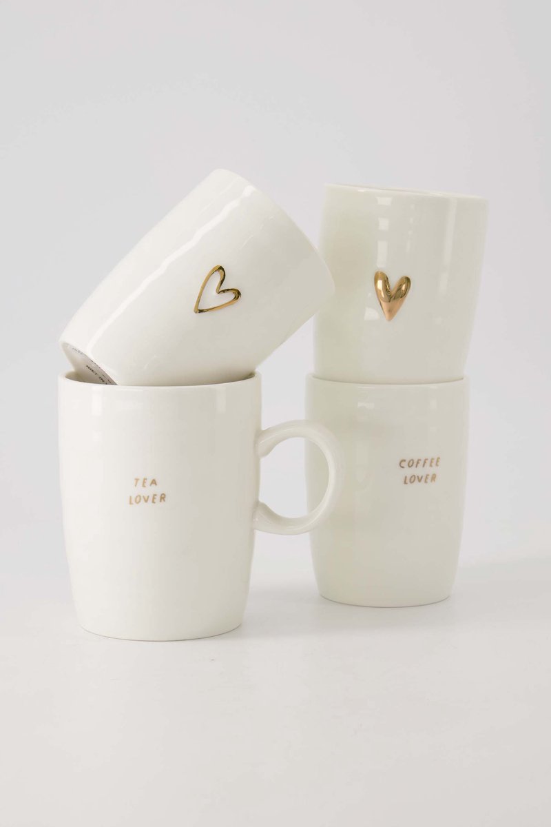 Zusss Koffiemok Open Hartje Wit/Goud Wit