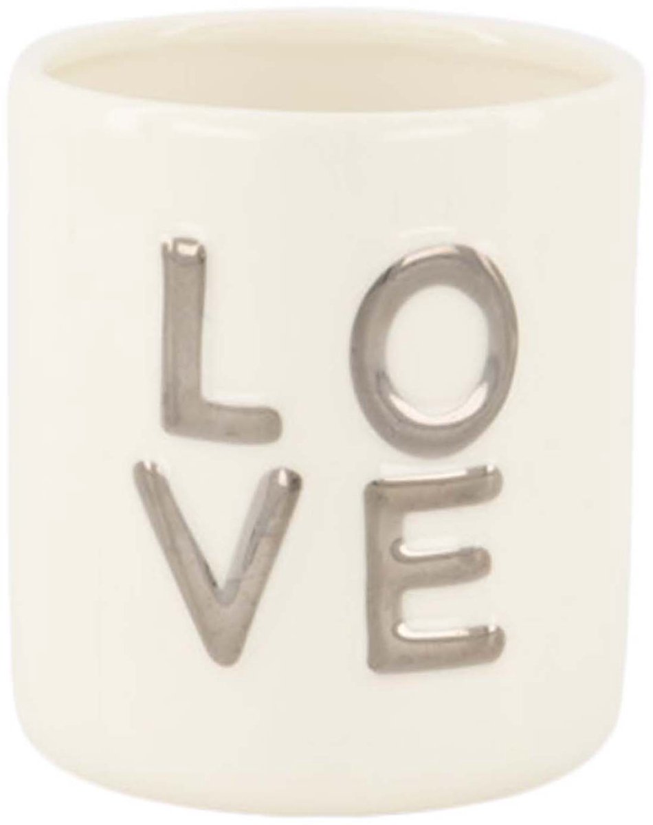 Zusss Geurkaars Keramiek Love Wit/Zilver Keramiek / Paraffine Wit / Zilver