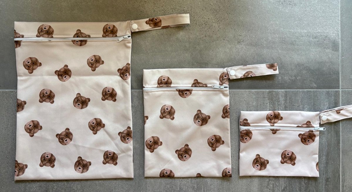 Wetbag Baby 3-Stuks Waterdichte Luiertas Set Teddy Print thumbnail 4