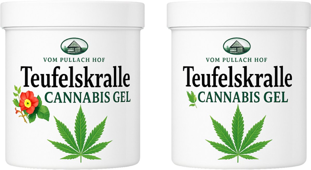 Duivelsklauw Cannabis Gel / 2 Potten - 250 ml - Kalmeert en Ontspant - verlicht ontstekingsprocessen en verzacht spier- en gewrichtspijn - verhoogt de bloedtoevoer - Hof - PH