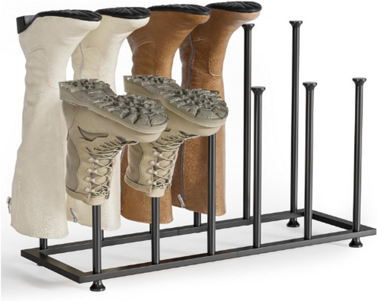 BOG Vrijstaand Schoenenrek Voor 6 Paar - Compact Schoenenrek Voor Hal Slaapkamer Of Kast - Stabiel En Ruimtebesparend Schoenen Organizer ZWART