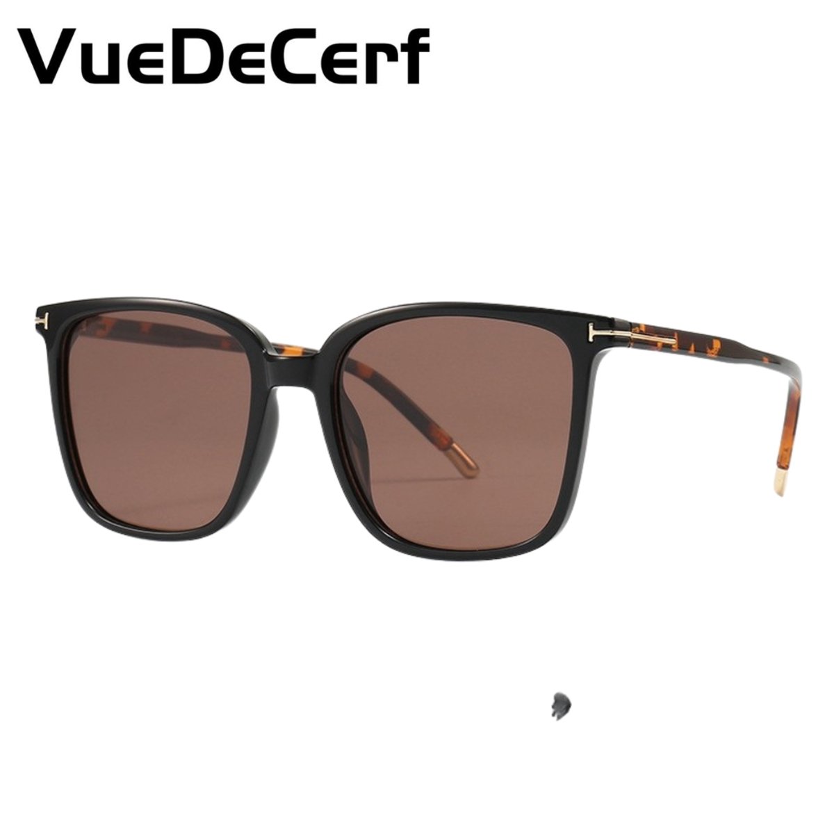 VueDeCerf Unisex Zonnebril - CAT 3 Zonnebril - UV380 - Vierkant - Zwart Montuur met Bruine Glazen