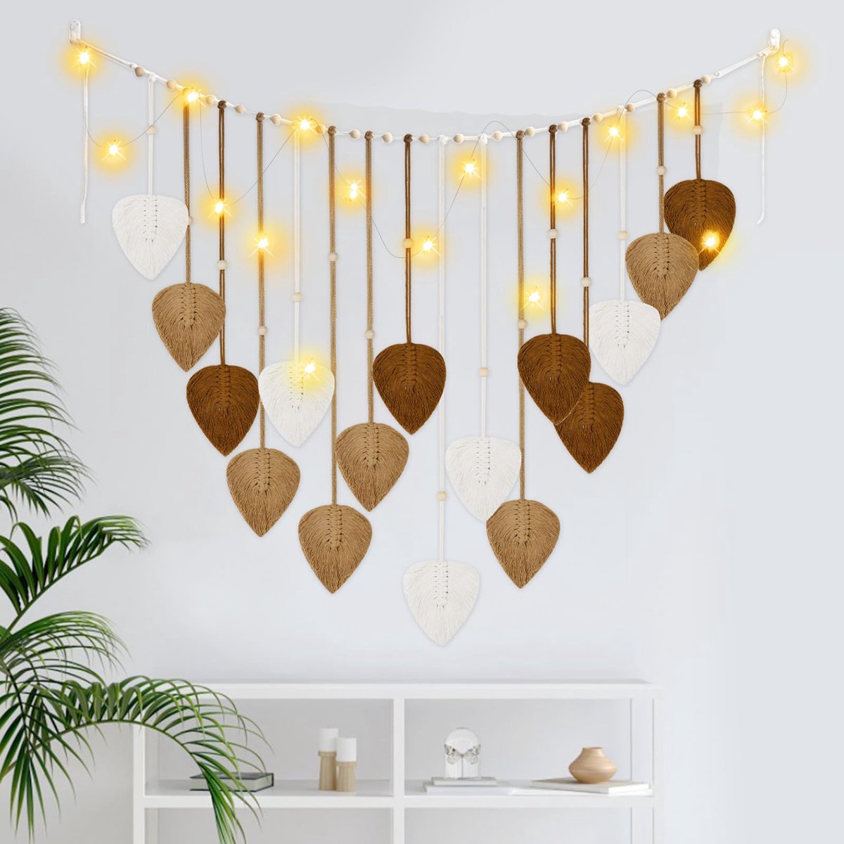 Azomor® Stijlvolle Boho Macramé Wanddecoratie met LED-verlichting voor Huis en Feest
