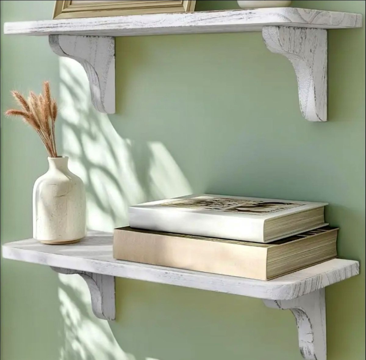 Pete's Home Deco-2 stuks-Whitewasch-kinderboekenplank-40,5cm-wandplank-wandrek-boekenrek- hout-opbergplank-Kinderboekenrek-hangplank-kinderkamer-boekenkast-boekenplank