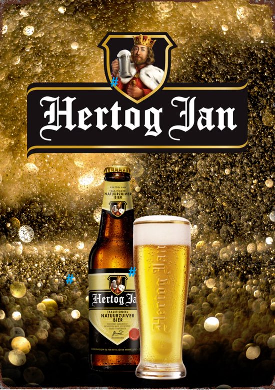 Hertog Jan Bier Metalen Wandbord, Maat 20x30 cm - Bier - Dranken - Wandbord mancave - Kroeg decoratie - Tekstbord - Tekstborden - Metalen wandbord - Metalen wanddecoratie