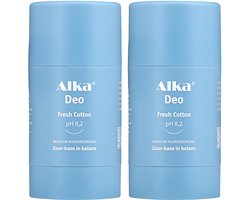 Alka® Deo Fresh Cotton - 2 x 75ml - Basische Deo pH 8,2 - Vegan & Natuurlijke en Gezonde Deodorant - 0% Aluminium - Deodorant Stick - Unisex