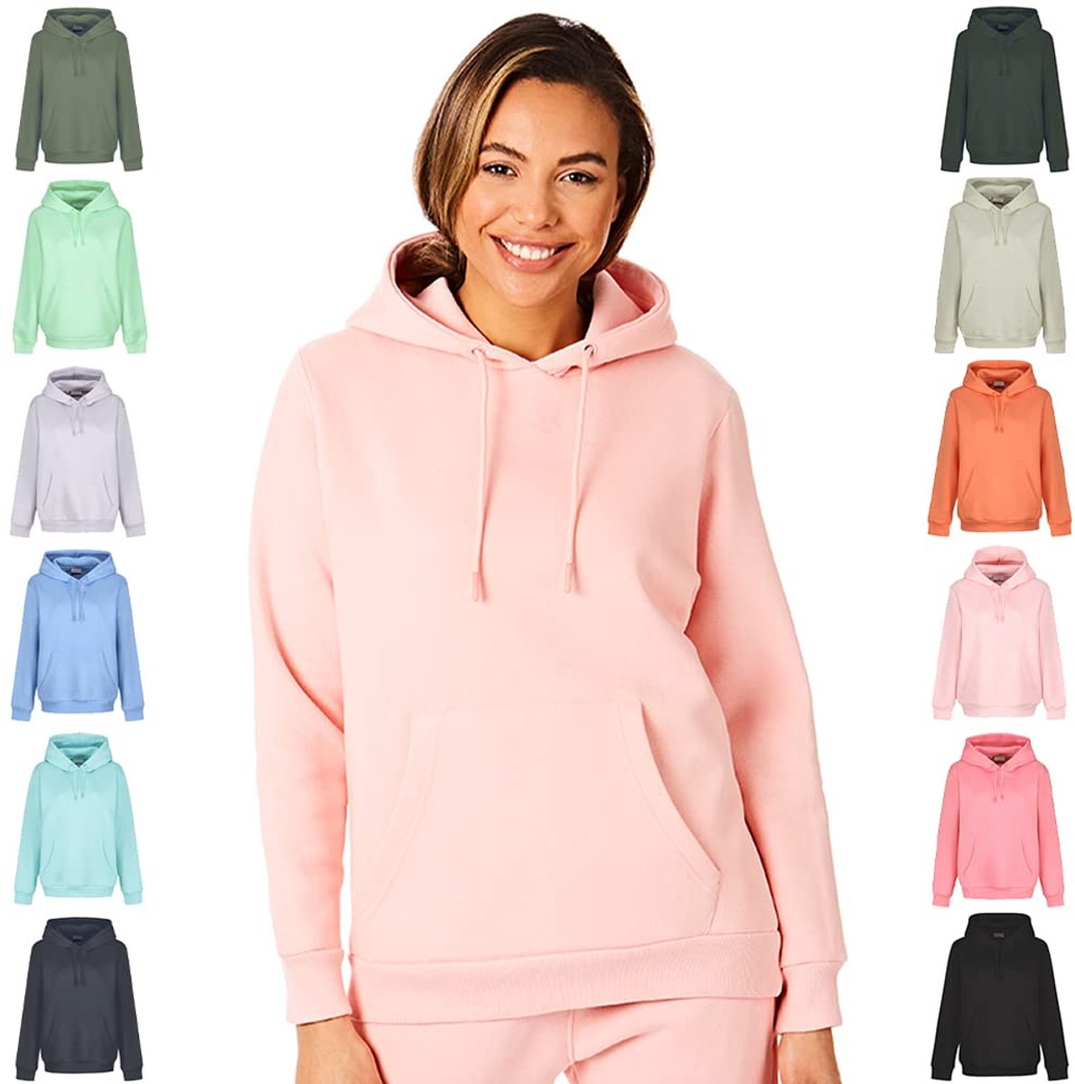 Superzachte pastel kleurige dames hoodie met capuchon - L